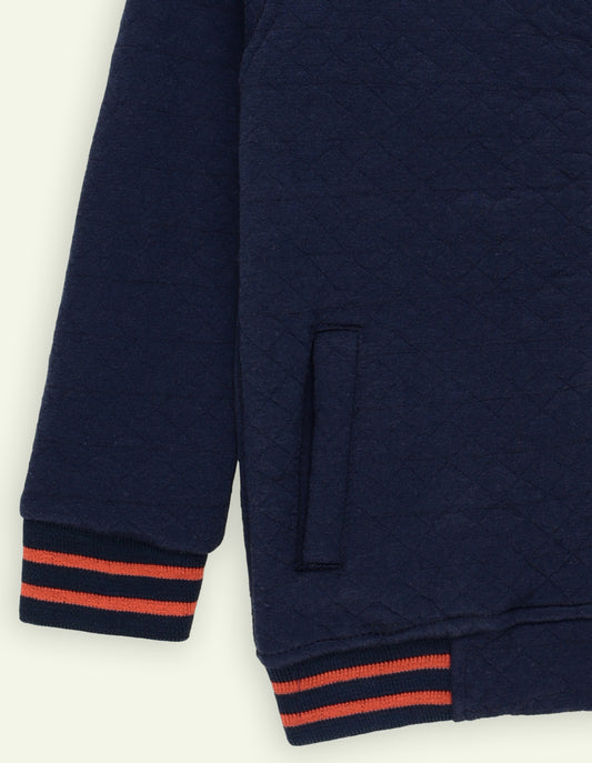 Navy Quilted Diamond Textured Jacket