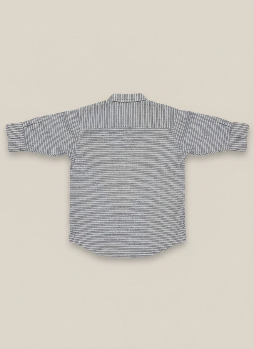 White and Grey Striped Casual Shirt