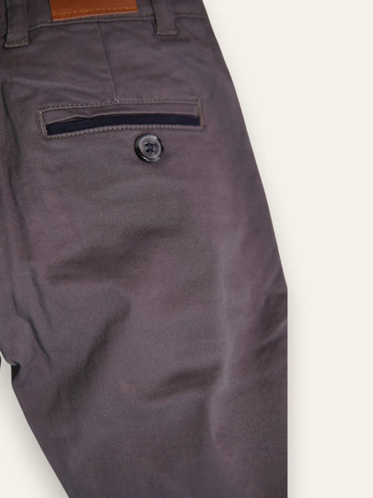 Grey Cotton Chino Pants