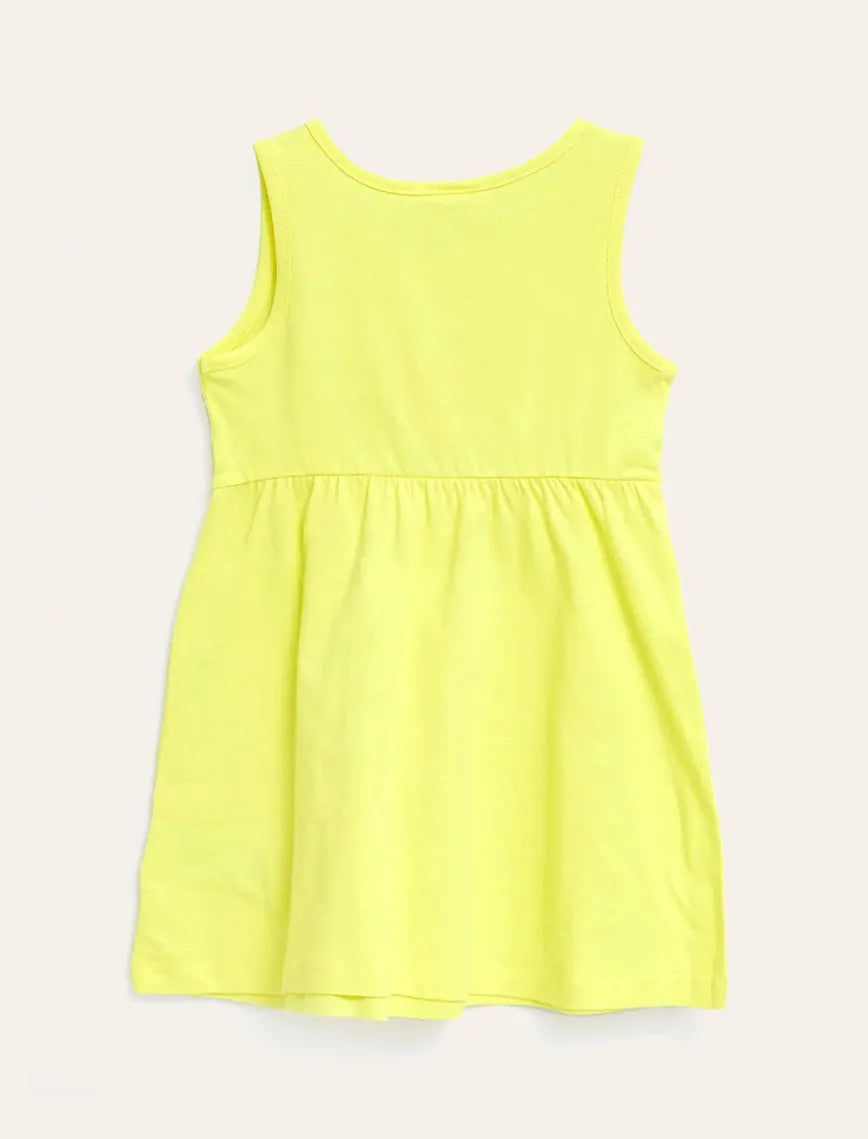 Girls Printed Yellow Dress