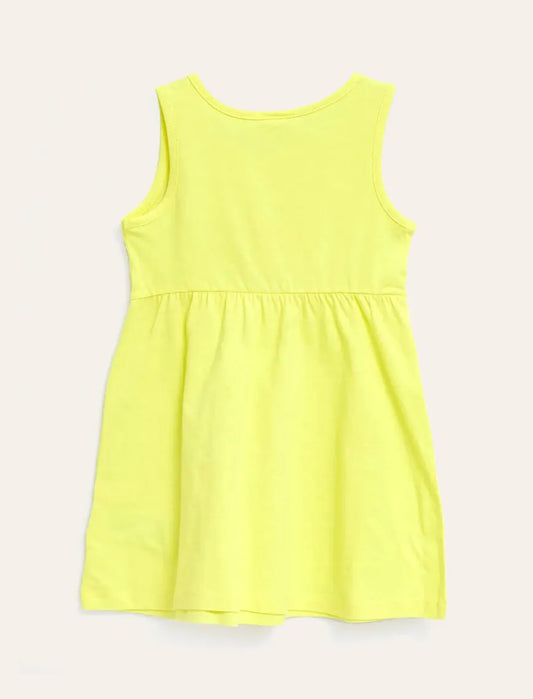 Girls Printed Yellow Dress