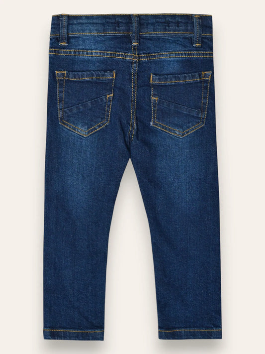 Dark Blue Whiskered Denim Jeans