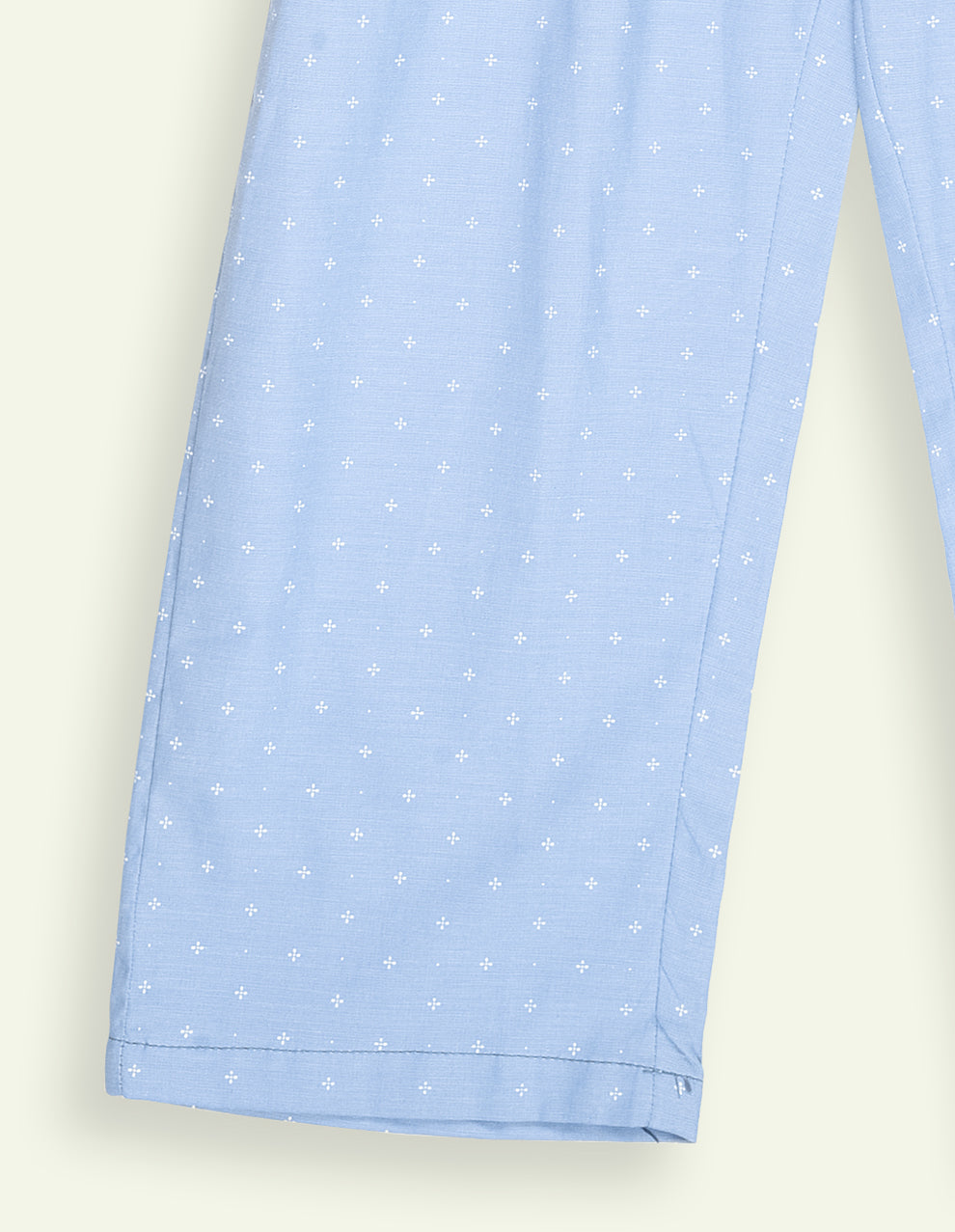 Girls Sky Blue Printed Wide-Leg Jumpsuit