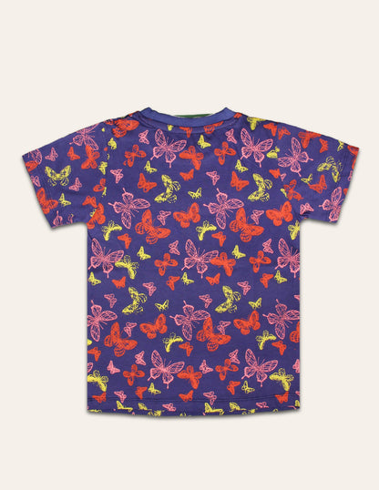 Navy Butterfly Printed Tee
