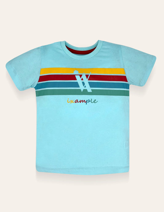 Aqua Multi Stripe Printed T-Shirt