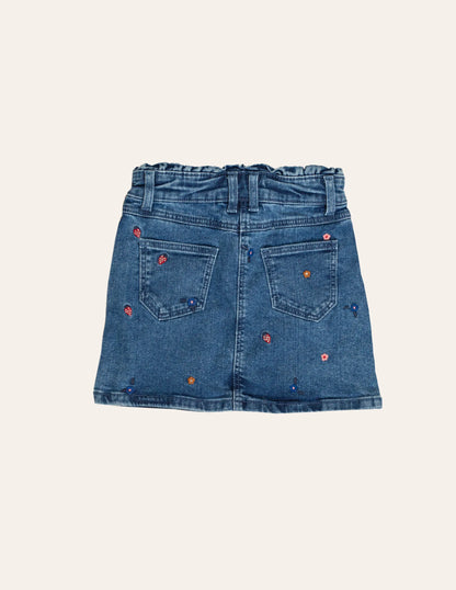 Girls Embroidered Denim Skirt