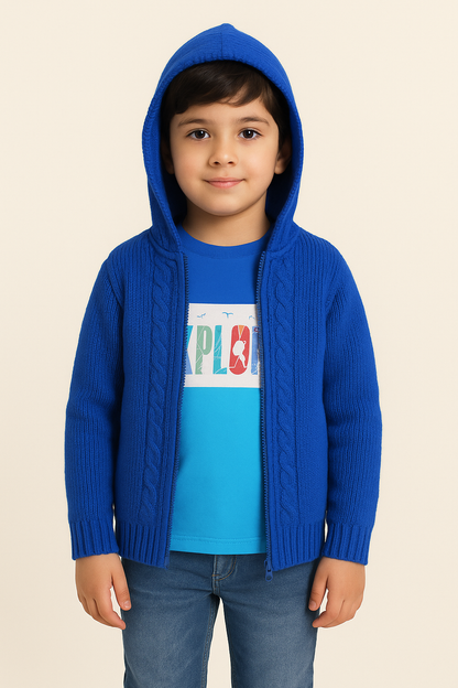 Blue Cable-Knit Hoody