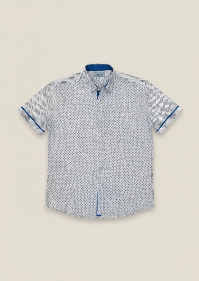 Boys Blue Dot Textured Shirt