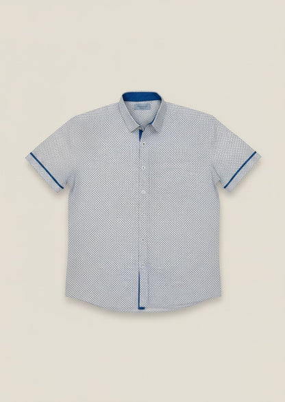 Boys Blue Dot Textured Shirt