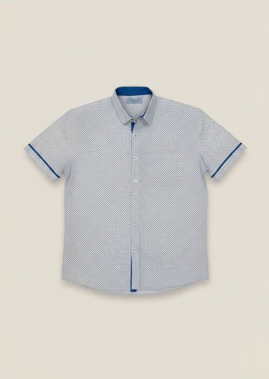 Boys Blue Dot Textured Shirt
