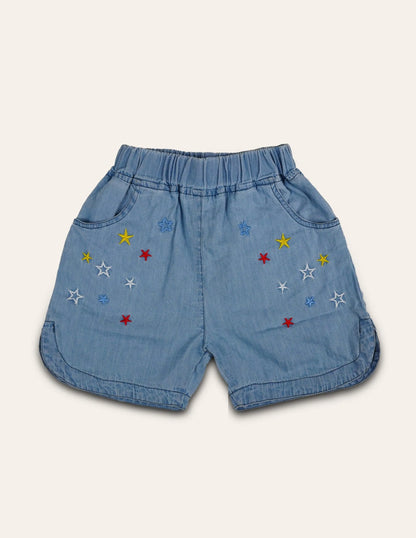 Star Embroidered Tencel Shorts