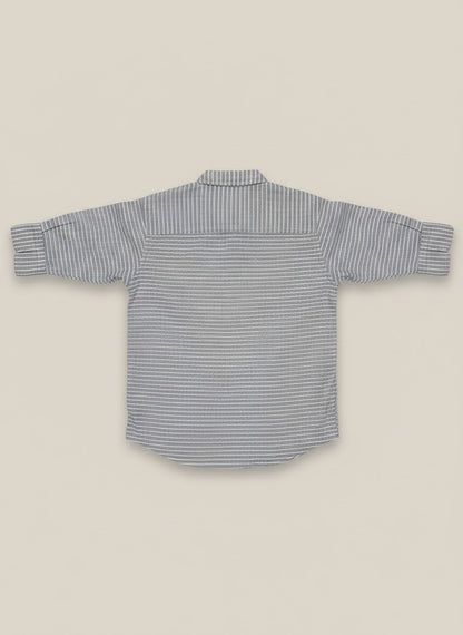 White and Grey Striped Casual Shirt