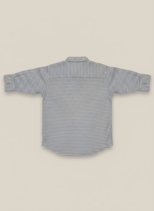 White and Grey Striped Casual Shirt