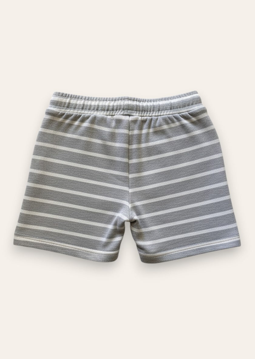 Heather Grey White Stripes Terry Shorts