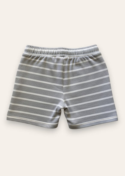 Heather Grey White Stripes Terry Shorts