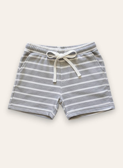 Heather Grey White Stripes Terry Shorts