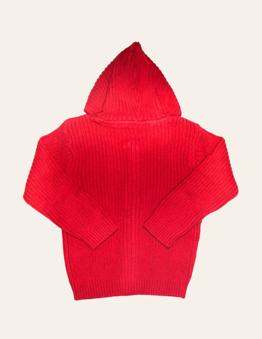 Red Cable-Knit Hoody