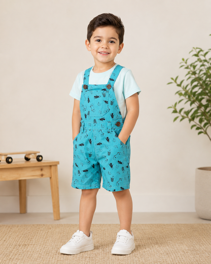 Boys Twill Dungaree Set with T-Shirt