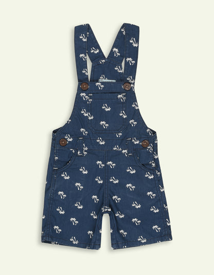 Boys Navy Twill Dungaree Set with Striped T-Shirt