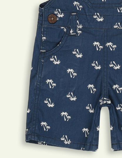 Boys Navy Twill Dungaree Set with Striped T-Shirt
