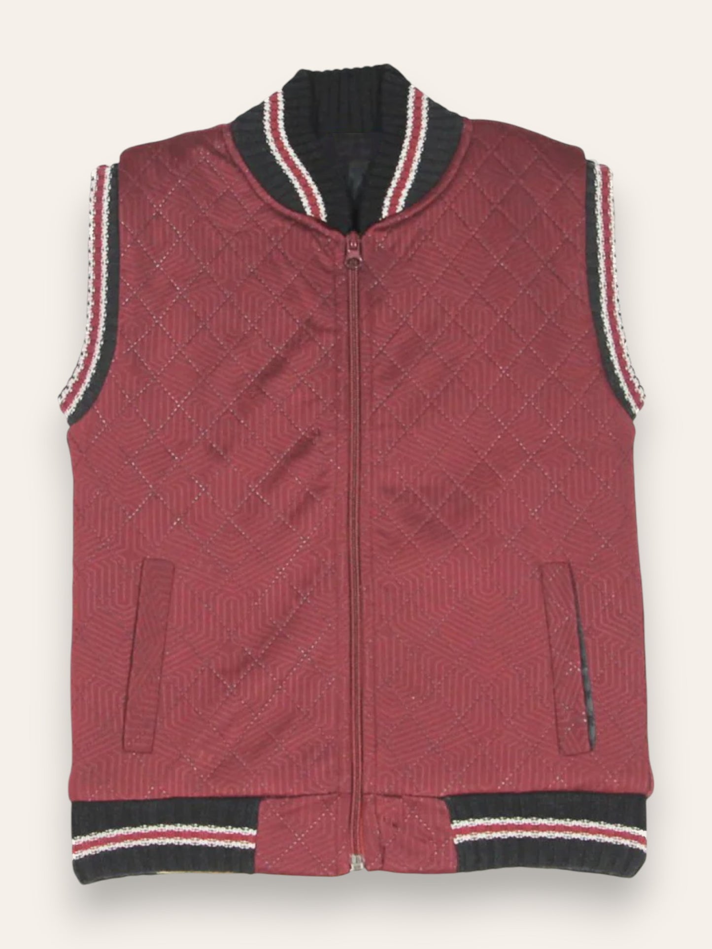 Maroon Sleeveless Zipper Jacket