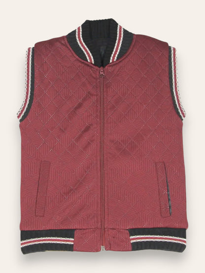 Maroon Sleeveless Zipper Jacket