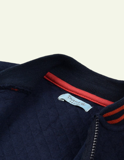Navy Quilted Diamond Textured Jacket