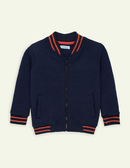 Navy Quilted Diamond Textured Jacket