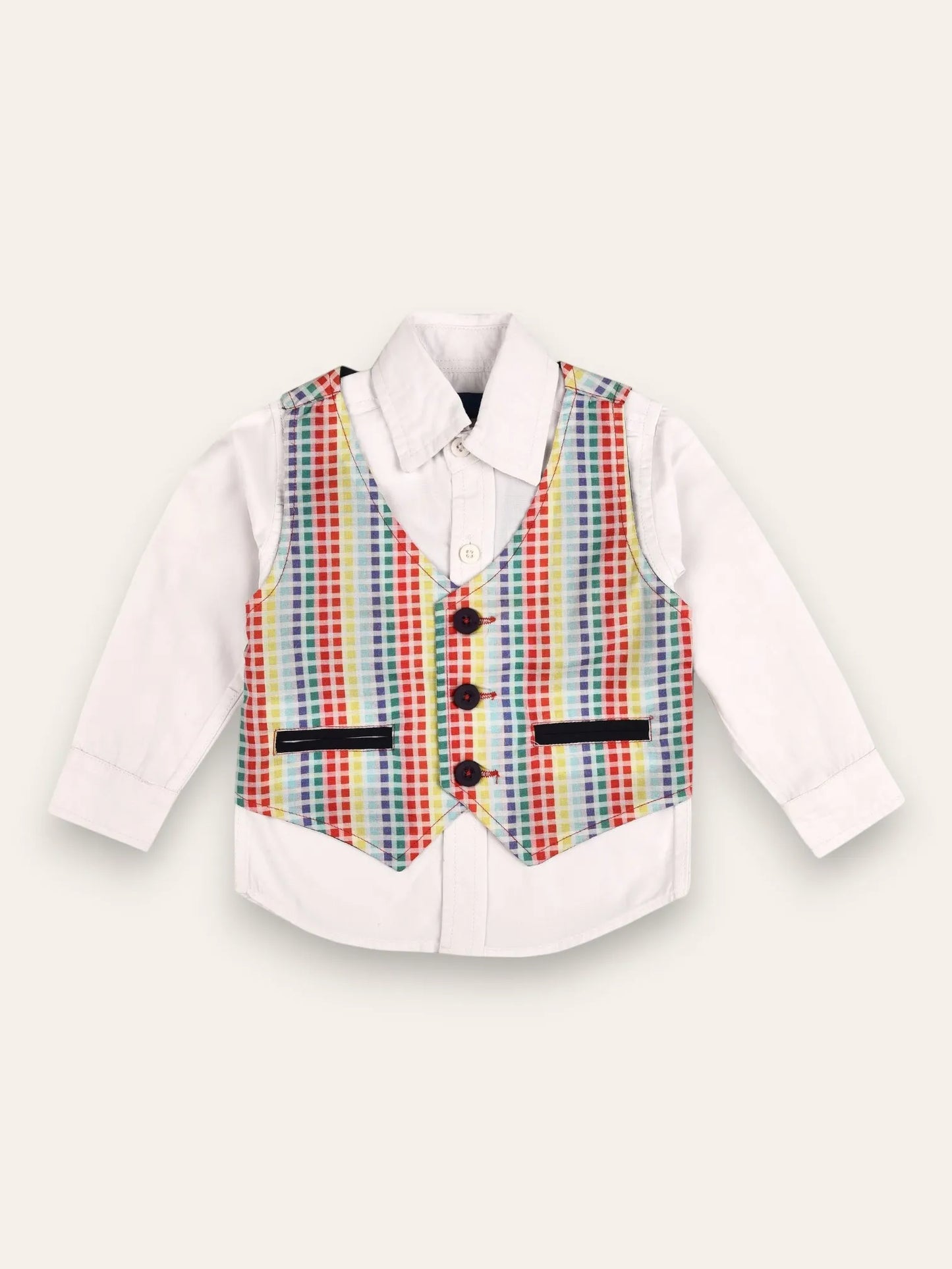 Boys Muticolored Casual Suit Vest