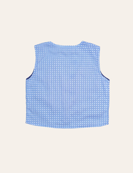 Geometric Blue Suit Vest