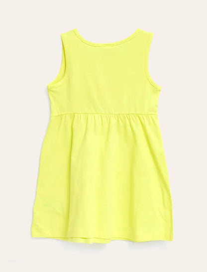 Girls Printed Yellow Dress