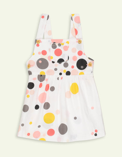 Girls Multi-Color Polka Dot Pinafore Dress Set
