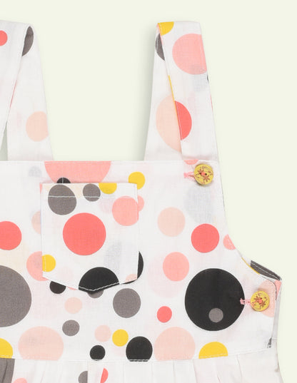 Girls Multi-Color Polka Dot Pinafore Dress Set