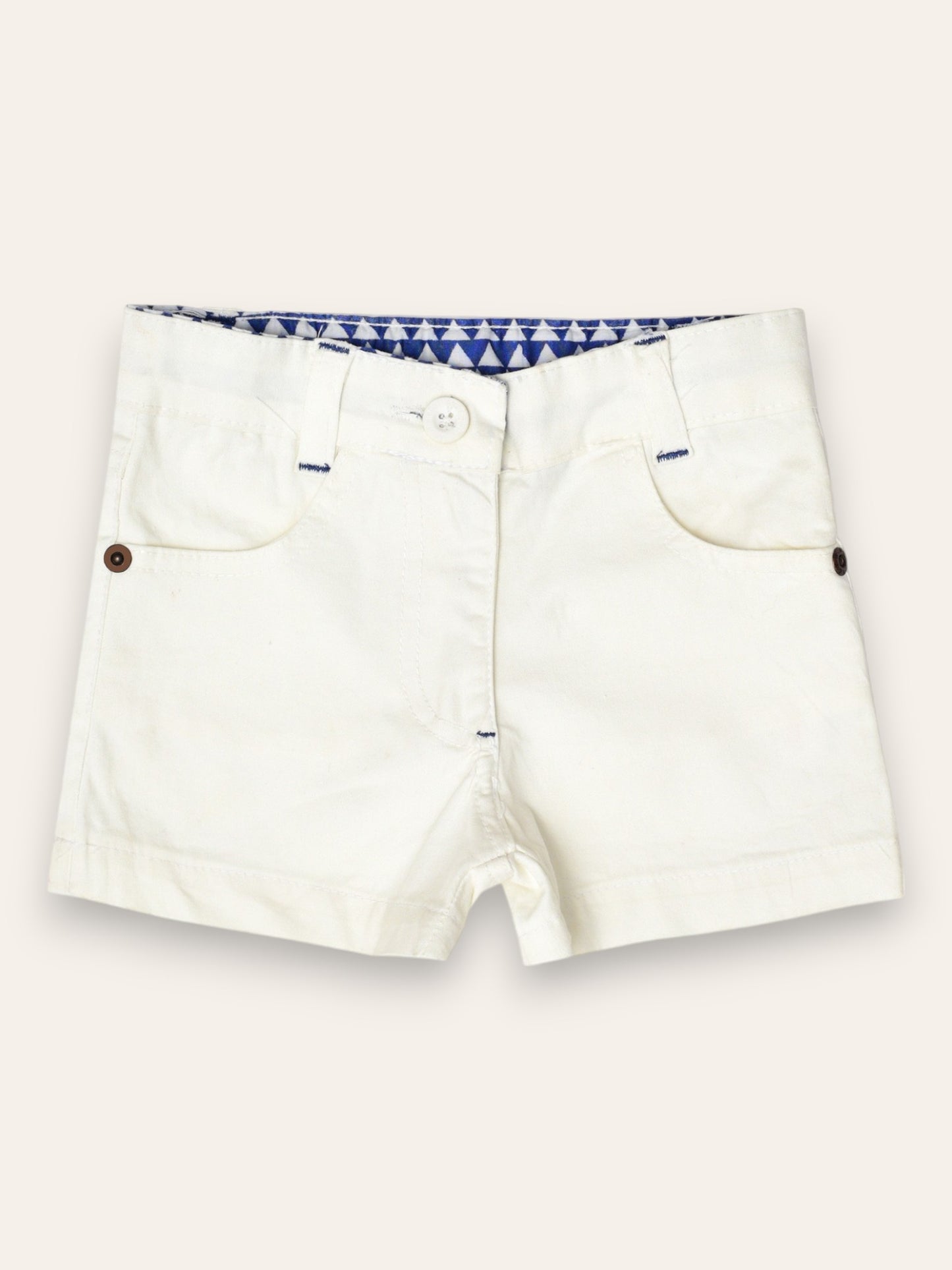 White Cotton Twill Short