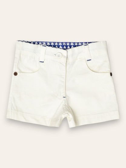 White Cotton Twill Short