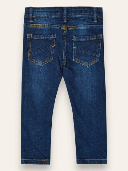 Dark Blue Whiskered Denim Jeans
