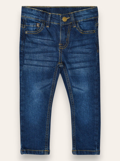 Dark Blue Whiskered Denim Jeans