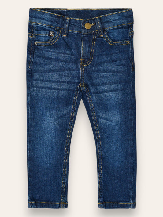 Dark Blue Whiskered Denim Jeans