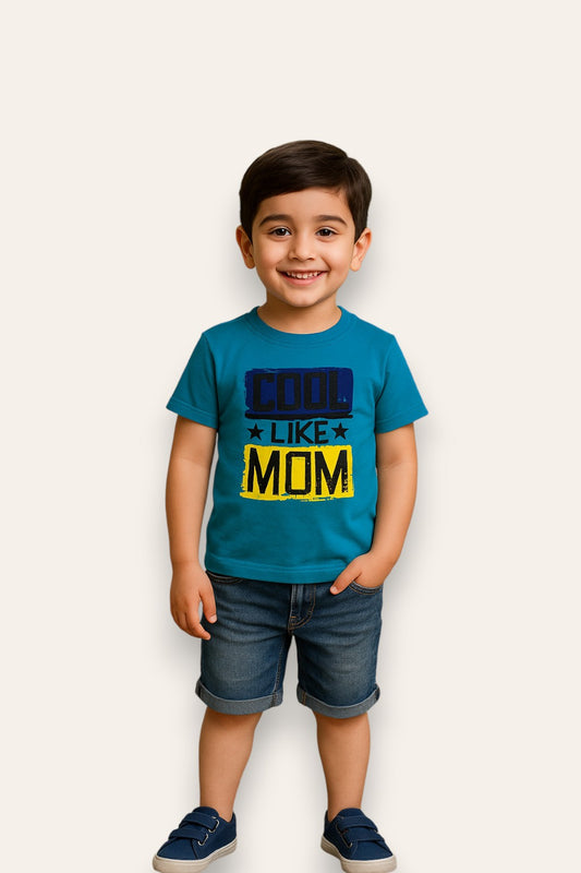 Turqouise COOL LIKE MOM Printed T-Shirt