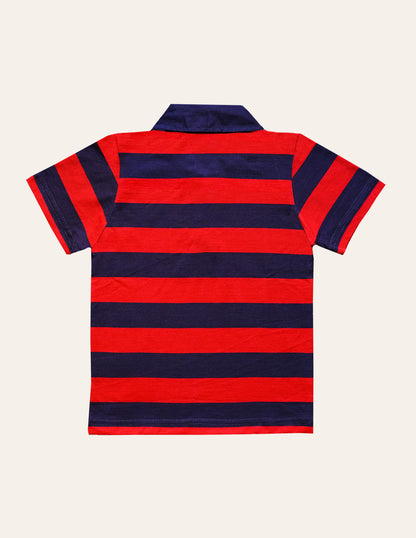 Red Navy Striped Polo