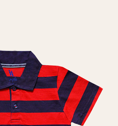 Red Navy Striped Polo