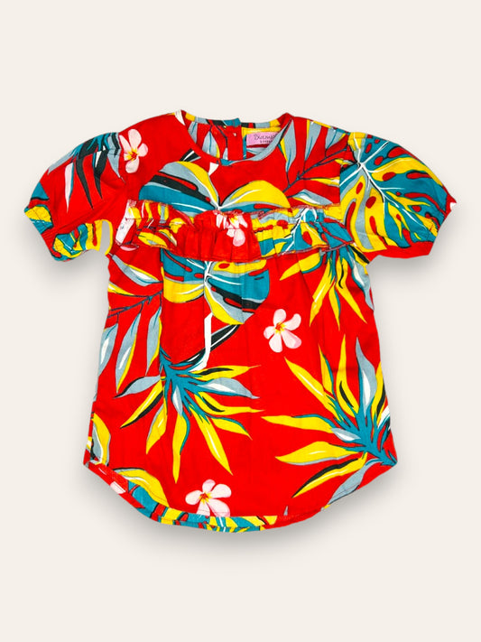 Girls Red Floral Top