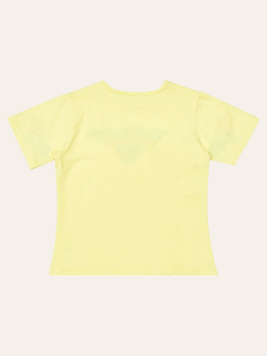 Girls Yellow Embroidered Tee