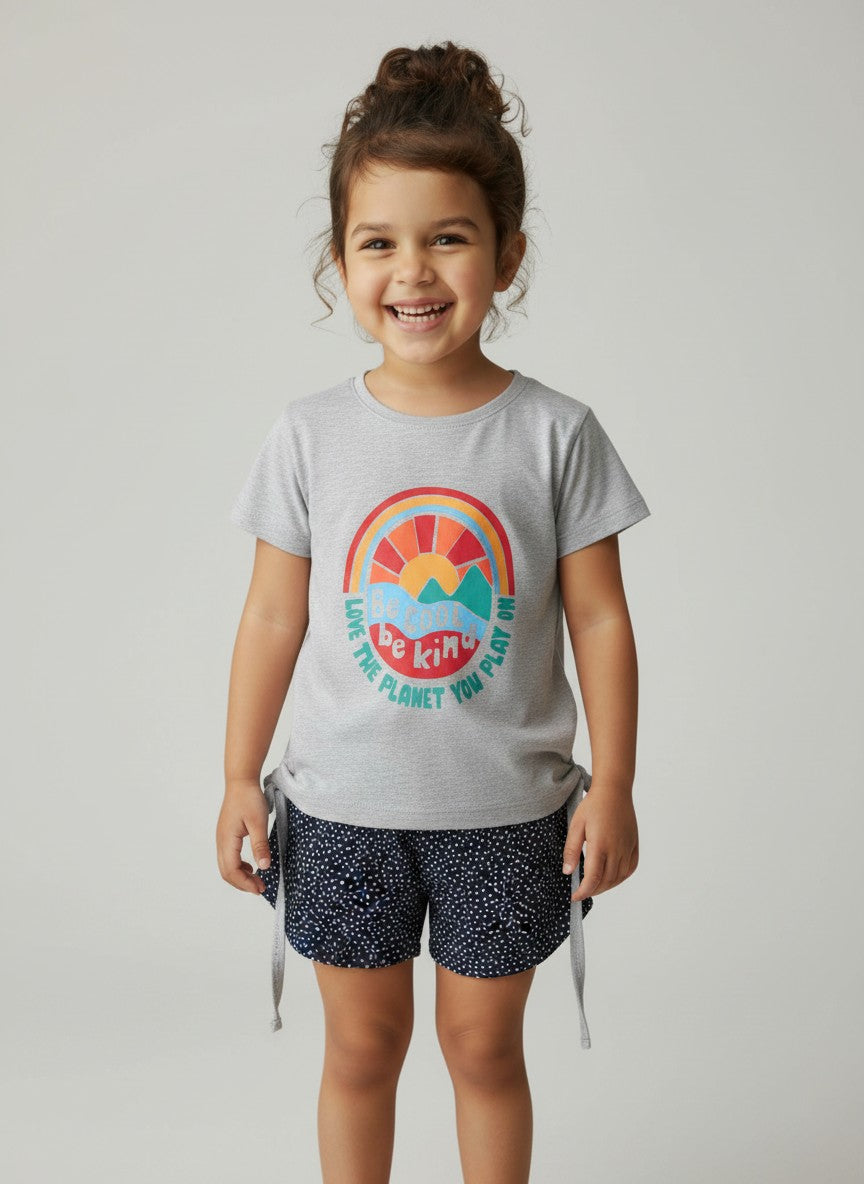Polka Dot Navy Twill Shorts