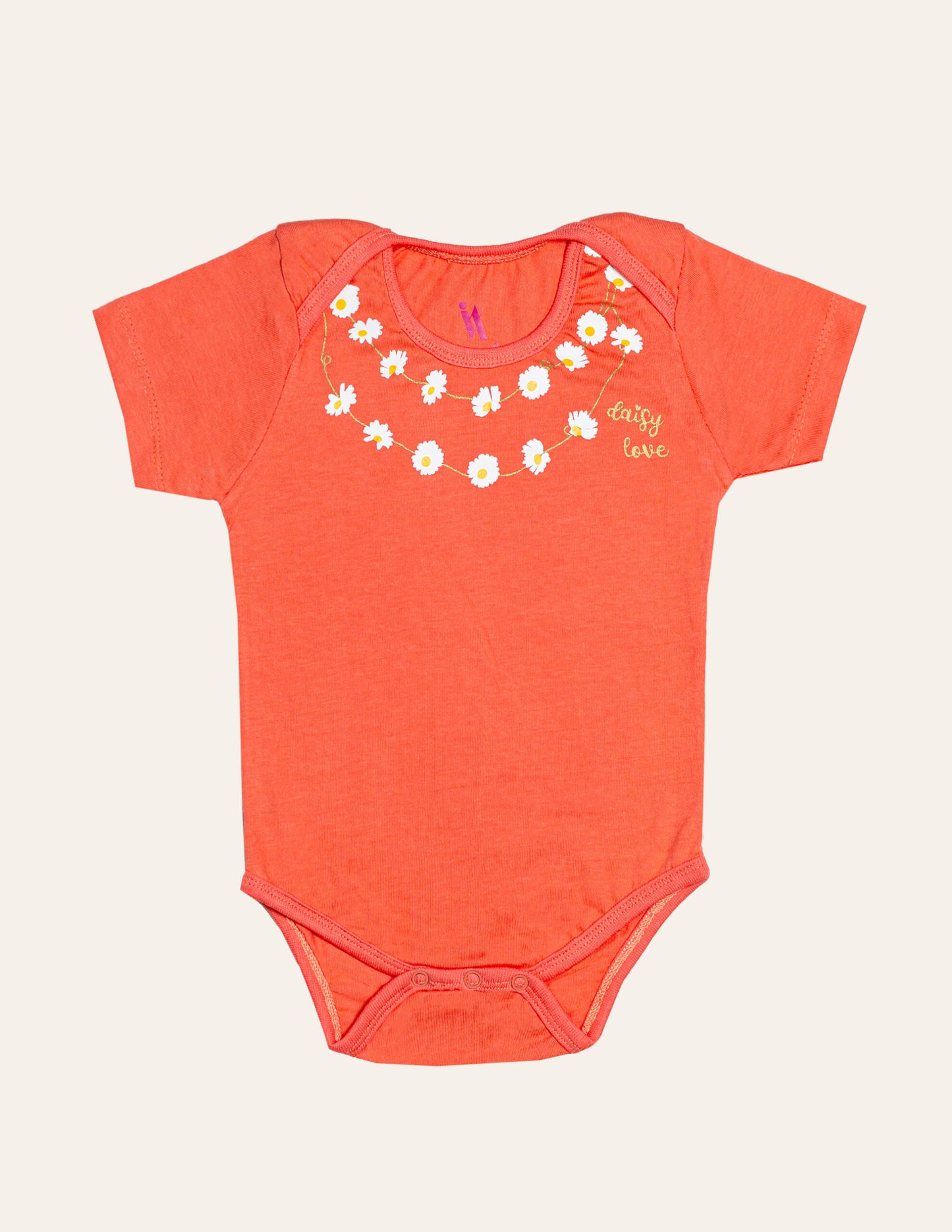Peach Necklace Print Short Sleeve BodySuit
