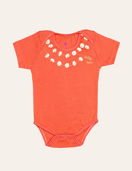 Peach Necklace Print Short Sleeve BodySuit
