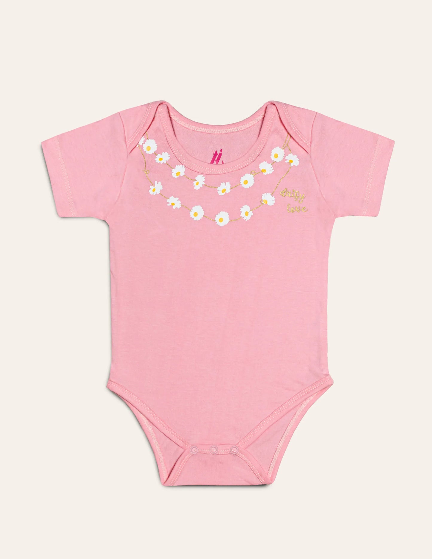 Baby Pink Necklace Print Short Sleeve Bodysuit