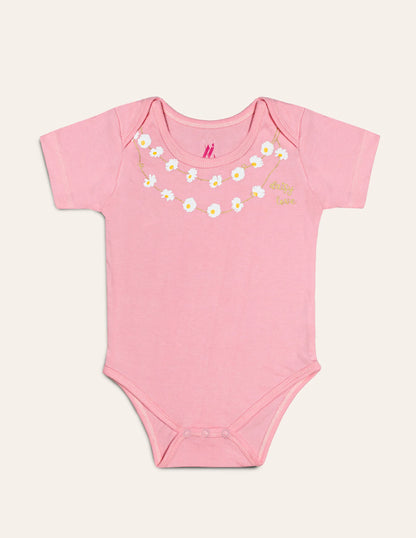 Baby Pink Necklace Print Short Sleeve Bodysuit