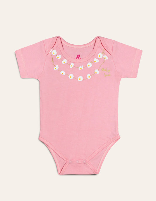 Baby Pink Necklace Print Short Sleeve Bodysuit