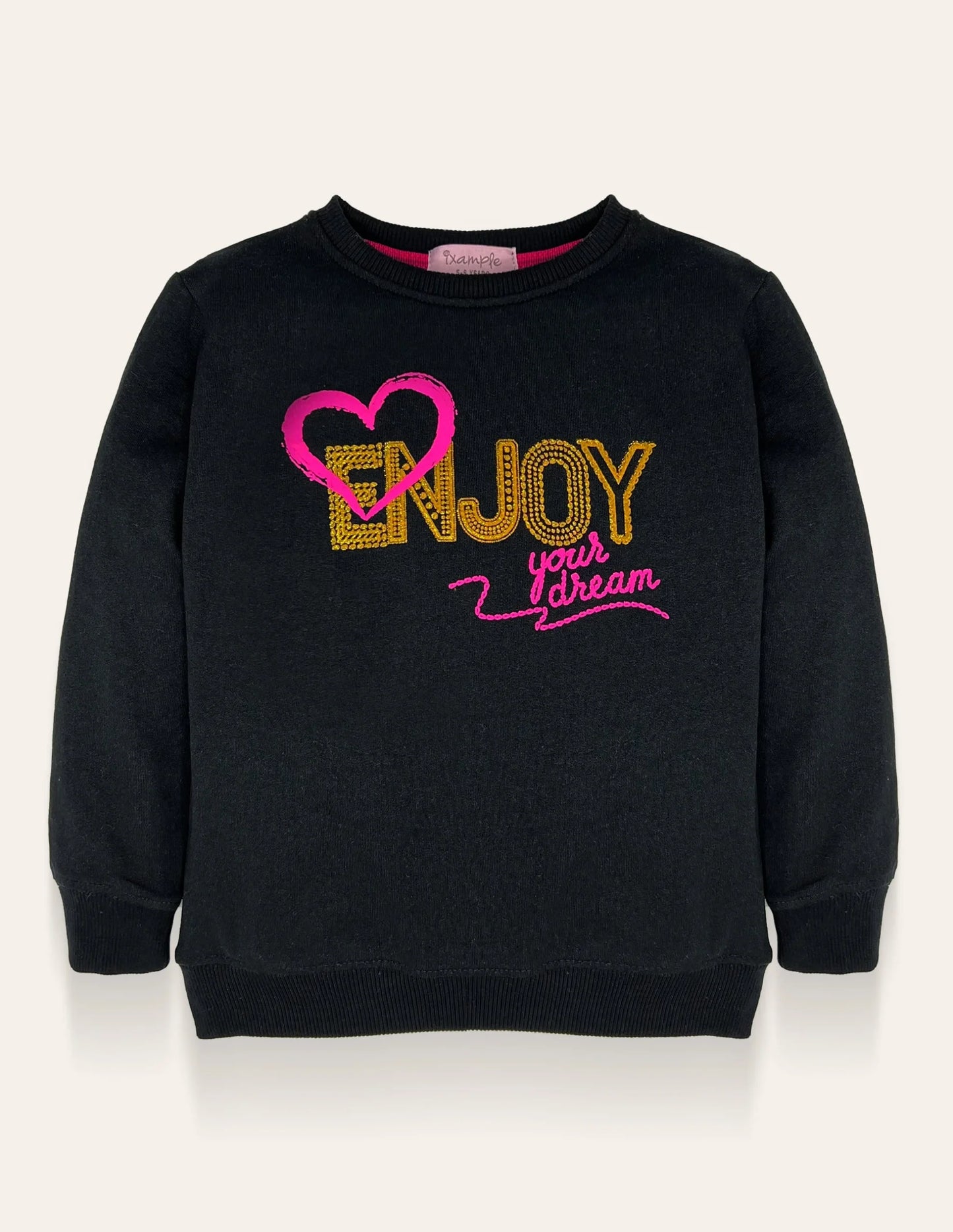 Girls Black ENJOY Printed Sweatshirt